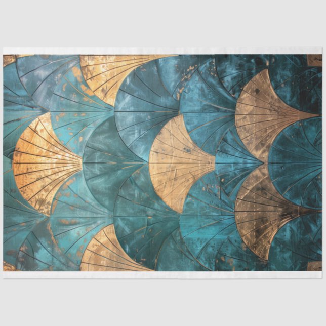 Papel De Seda Art Deco, Repetir Padrão, Arte de Azulejo Texturiz (Frente )