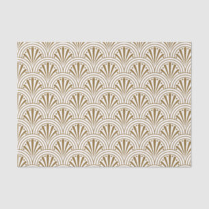 Papel De Seda Art Deco Vintage Abstrato Geométrico Beige e Doura