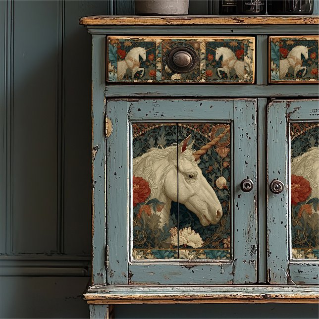 Papel De Seda Art Nouveau Botânico William Morris Style Unicorn (Criador carregado)