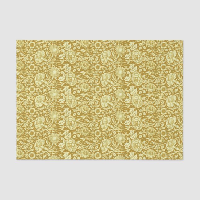 Papel De Seda Art Nouveau Carnação Damask, Mostarda e Amarelo (Frente )