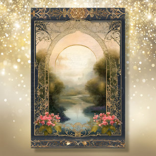 Papel De Seda Art Nouveau Castelo Rococo Marinho Ephemera 5A Dou