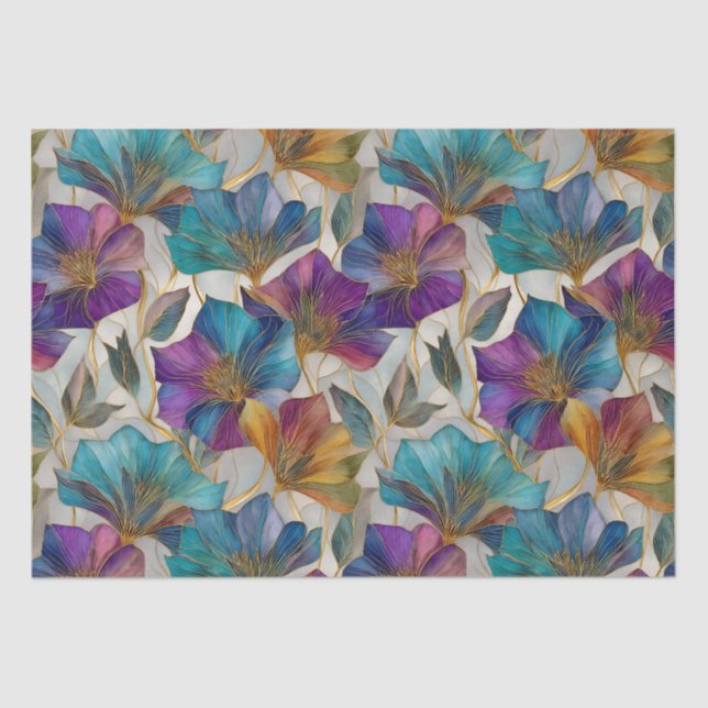 Papel De Seda Art Nouveau clematis roxa (Frente )