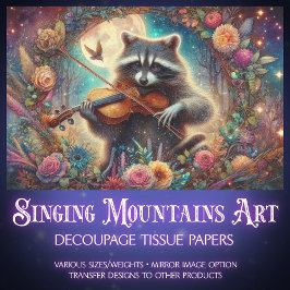 Papel De Seda Art Nouveau Fantasy Forest Raccoon Decoupage