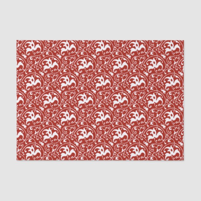 Papel De Seda Art Nouveau Ikat - Vermelho Escuro e Branco (Frente )