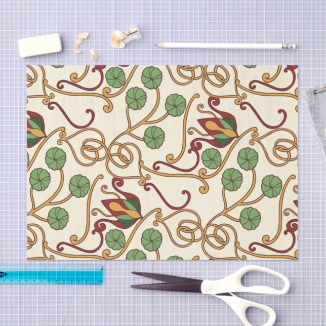 Papel De Seda Art Nouveau-inspired floral design (Arte )