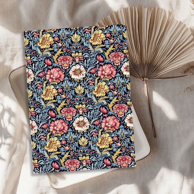 Papel De Seda Art nouveau Morris magenta amarelo esmalte azul (Art nouveau Morris magenta yellow pastel blue chic Tissue Paper)