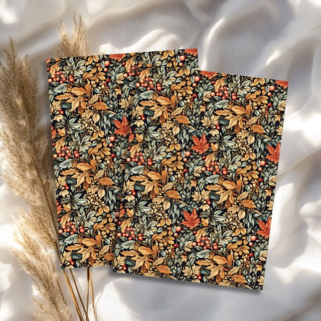 Papel De Seda Art nouveau Morris outono folhas pastas verde (Art nouveau Morris fall autumn leaves pastel green Tissue Paper)