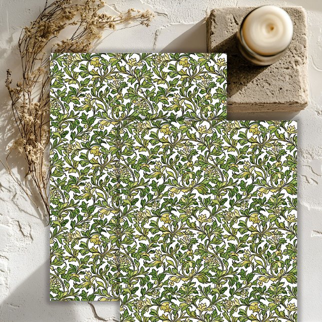 Papel De Seda Art nouveau Morris pastel deixa arroz (Art nouveau Morris pastel green leaves rice Tissue Paper)