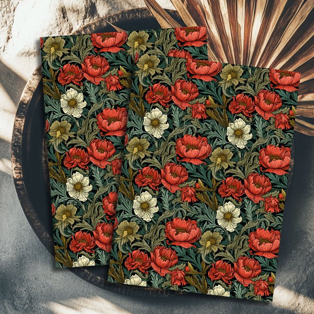 Papel De Seda Art nouveau Morris terracotta flores pastosas verd (Art nouveau Morris terracotta flowers pastel green Tissue Paper)