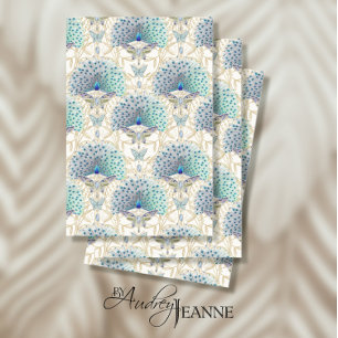 Papel De Seda Art Nouveau Peacock Butterfly Ivory Decoupage