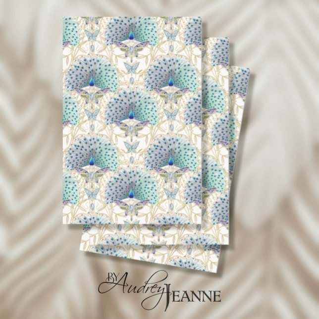 Papel De Seda Art Nouveau Peacock Butterfly Ivory Decoupage (Criador carregado)