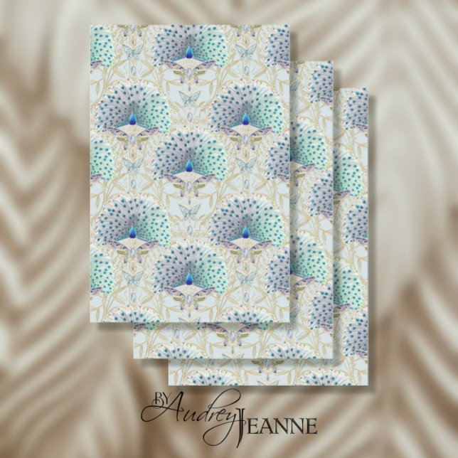 Papel De Seda Art Nouveau Peacock Butterfly Lt Blue Decoupage (Criador carregado)
