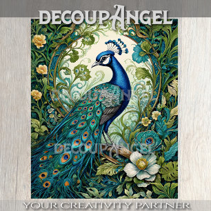Papel De Seda Art Nouveau Peacock Decoupage