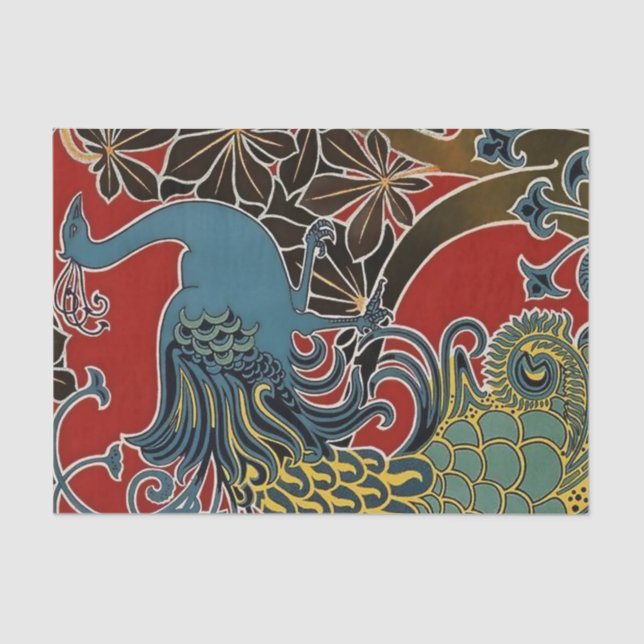 Papel De Seda "Art Nouveau Peacock" por Gisbert Combaz (Frente )