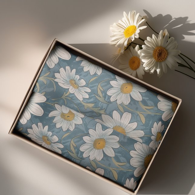 Papel De Seda Art Nouveau Shasta Daisies - 10 lb, 17"x23" (Criador carregado)