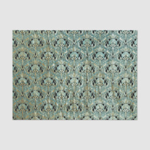 Papel De Seda Art nouveau, teal,ouro,padrão,belle époque,chic,e