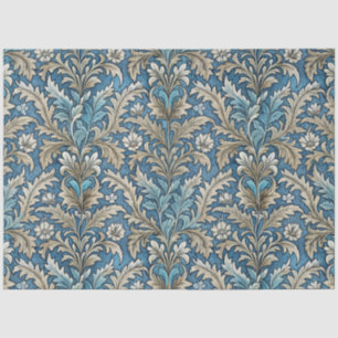 Papel De Seda Art Nouveau Vintage Blue Floral Wallpaper Padrão