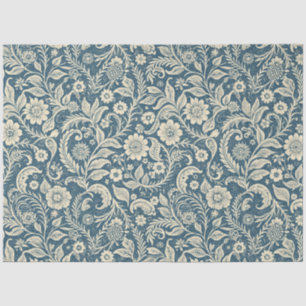 Papel De Seda Art Nouveau Vintage Blue Floral Wallpaper Padrão