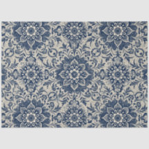 Art Nouveau Vintage Blue Floral Wallpaper Padrão