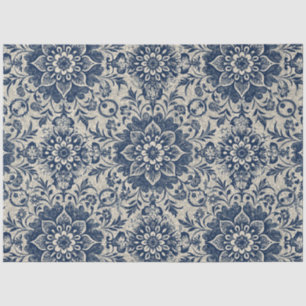 Papel De Seda Art Nouveau Vintage Blue Floral Wallpaper Padrão