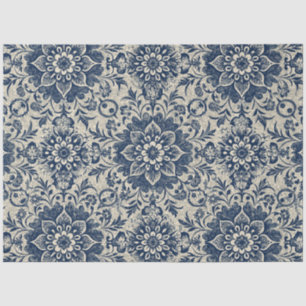 Papel De Seda Art Nouveau Vintage Blue Floral Wallpaper Padrão