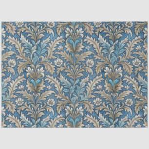 Papel De Seda Art Nouveau Vintage Blue Floral Wallpaper Padrão