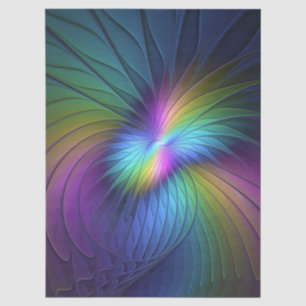 Papel De Seda Arte abstrata fractal moderna colorida com azul