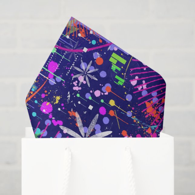 Papel De Seda Arte abstrata Jubileu Azul (Sacola de presentes)