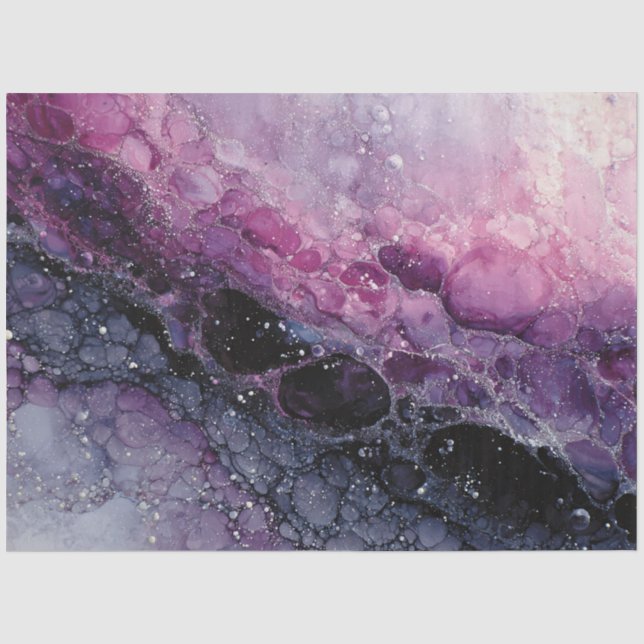 Papel De Seda Arte Abstrato de Fluidos Puros e Rosa (Frente )