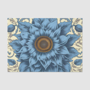Papel De Seda Arte azul-girassol vítrea