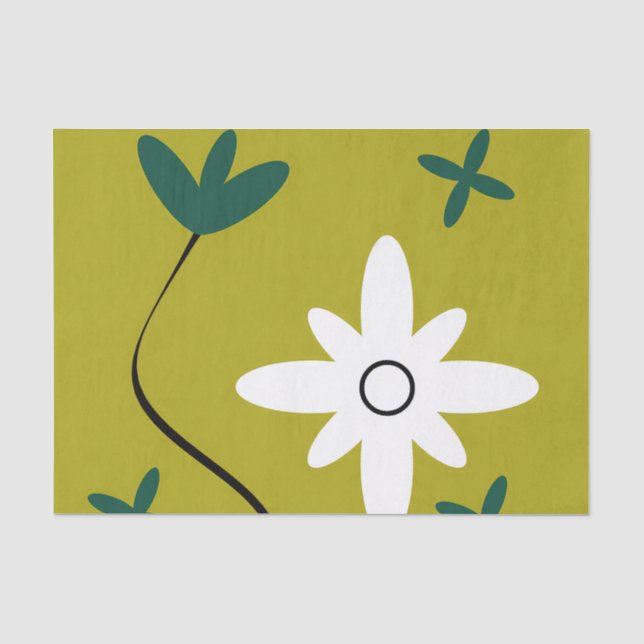 Papel De Seda Arte Botânica Abstrata Flor de Margarida Minimalis (Frente )