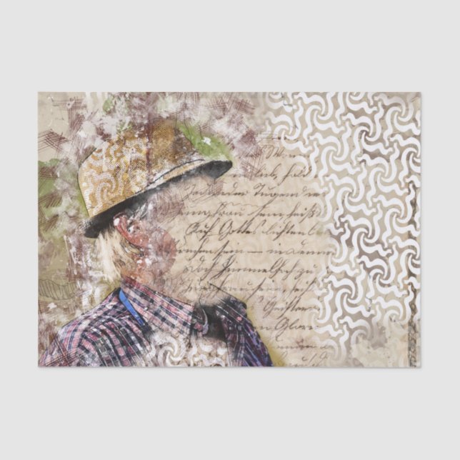 Papel De Seda Arte Collage Man 27 Decoupage (Frente )