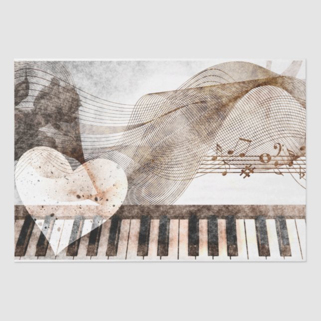 Papel De Seda Arte Collage Music Piano 30 Decoupage (Frente )