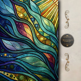 Papel De Seda Arte Colorida de Folhas Abstratas em Decoupagem