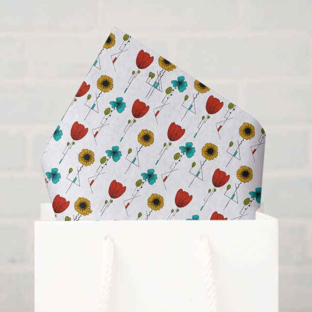 Papel De Seda Arte Contemporânea Noveau Padrão Floral (Sacola de presentes)