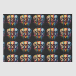 Papel De Seda Arte craniana vibrante em fundo preto