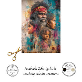 Papel De Seda Arte Cultural da Família de Idosos Aborígines Aust