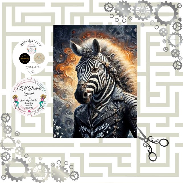 Papel De Seda Arte da Zebra Protetora Iluminada em Decoupage (Criador carregado)