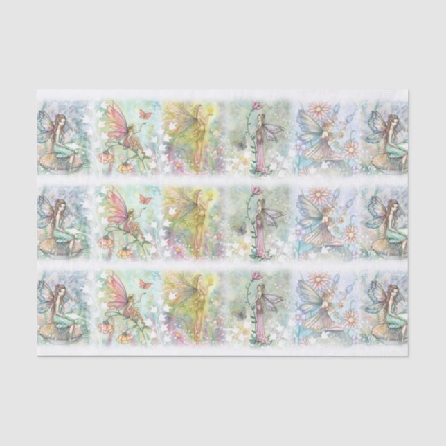 Papel De Seda Arte das Fadas das Flores Aquarela Caprichosa (Frente )