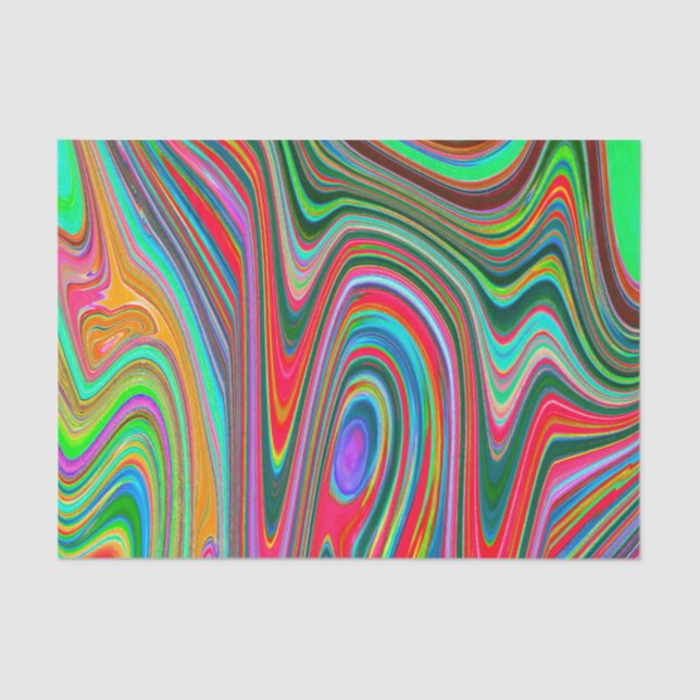 Papel De Seda Arte de Abstrato azul, verde e vermelho trippy (Frente )