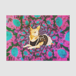 Papel De Seda Arte de Cão Branco Cinzento Rosa Chinhuahua