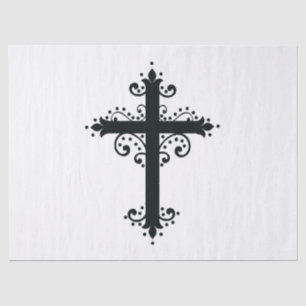 Papel De Seda Arte de Cruz Talhada Ornamentada Premium