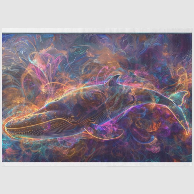 Papel De Seda Arte de Decoupage Baleia Neon (Frente )