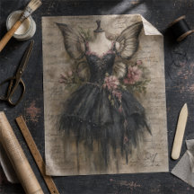 Arte de Decoupage de Fadas Grunge Vintage Preto Ba
