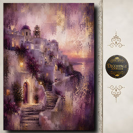 Papel De Seda Arte de Decoupage do Crepúsculo de Santorini Lavan