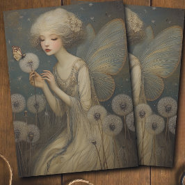Papel De Seda Arte de Decoupage Mágico de Fada Etérea e Dandelio