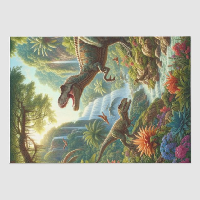 Papel De Seda Arte de Decoupagem de Dinossauros (Frente )