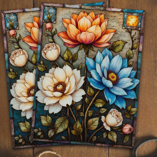 Papel De Seda Arte de Decoupagem de Vidro Colorido Dália Azul Vi