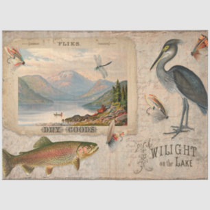 Papel De Seda Arte De Descamação De Peixes De Dobras Vintage Lak
