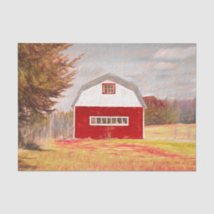 Papel De Seda Arte de desenho do celeiro vermelho branco do país
